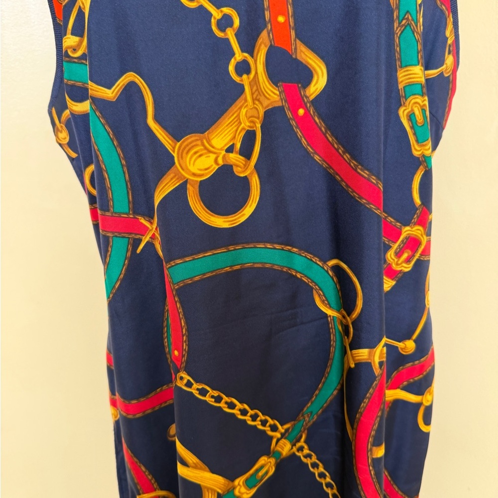 Ralph Lauren Elegant Equestrian Horse Bit Chain Print Bodycon Wool Blend Dress - Picture 3 of 11